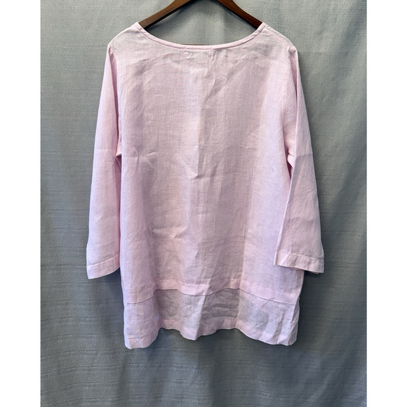 Crown Linen Designs Tunic Top Womens Size M Pink Charlotte Euro Lagenlook NWT - Picture 3 of 8